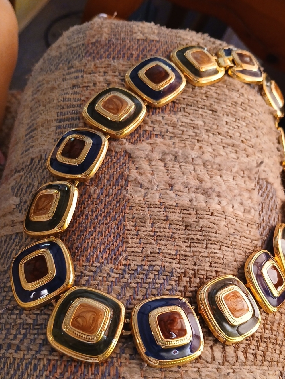 Gold-Tone Blue & Brown Statement Necklace - Women Jewelry